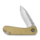 CIVIVI Elementum Flipper Knife Polished Yellow Ultem Handle (2.96" Satin Finished Nitro-V Blade With Rock-Grind Pattern) C18062AM-2