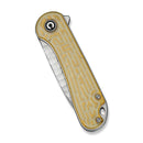 CIVIVI Elementum Flipper Knife Polished Yellow Ultem Handle (2.96" Satin Finished Nitro-V Blade With Rock-Grind Pattern) C18062AM-2