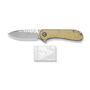 CIVIVI Elementum Flipper Knife Polished Yellow Ultem Handle (2.96" Satin Finished Nitro-V Blade With Rock-Grind Pattern) C18062AM-2