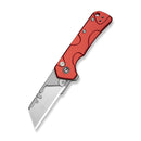 CIVIVI Pulsara Utility Flipper & Button Lock Knife Red Aluminum Handle (2.44" Stonewashed S/S Blade Holder & Plain 6Cr13 Blade) C24041F-2