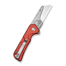 CIVIVI Pulsara Utility Flipper & Button Lock Knife Red Aluminum Handle (2.44" Stonewashed S/S Blade Holder & Plain 6Cr13 Blade) C24041F-2