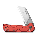 CIVIVI Pulsara Utility Flipper & Button Lock Knife Red Aluminum Handle (2.44" Stonewashed S/S Blade Holder & Plain 6Cr13 Blade) C24041F-2