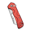 CIVIVI Pulsara Utility Flipper & Button Lock Knife Red Aluminum Handle (2.44" Stonewashed S/S Blade Holder & Plain 6Cr13 Blade) C24041F-2