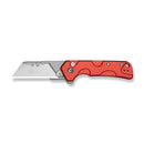 CIVIVI Pulsara Utility Flipper & Button Lock Knife Red Aluminum Handle (2.44" Stonewashed S/S Blade Holder & Plain 6Cr13 Blade) C24041F-2