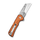 CIVIVI Pulsara Utility Flipper & Button Lock Knife Orange Aluminum Handle (2.44" Stonewashed S/S Blade Holder & Plain 6Cr13 Blade) C24041F-3
