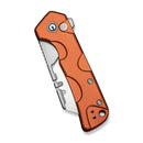 CIVIVI Pulsara Utility Flipper & Button Lock Knife Orange Aluminum Handle (2.44" Stonewashed S/S Blade Holder & Plain 6Cr13 Blade) C24041F-3