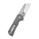 CIVIVI Pulsara Utility Flipper & Button Lock Knife Gray Aluminum Handle (2.44" Stonewashed S/S Blade Holder & Plain 6Cr13 Blade) C24041F-4