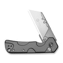 CIVIVI Pulsara Utility Flipper & Button Lock Knife Gray Aluminum Handle (2.44" Stonewashed S/S Blade Holder & Plain 6Cr13 Blade) C24041F-4