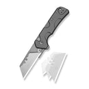 CIVIVI Pulsara Utility Flipper & Button Lock Knife Gray Aluminum Handle (2.44" Stonewashed S/S Blade Holder & Plain 6Cr13 Blade) C24041F-4