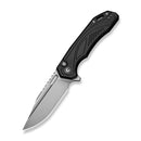 CIVIVI Zelthara Flipper & Button Lock Knife Black Aluminum Handle (3.3" Stonewashed 14C28N Blade) C25076-1