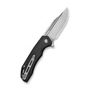 CIVIVI Zelthara Flipper & Button Lock Knife Black Aluminum Handle (3.3" Stonewashed 14C28N Blade) C25076-1