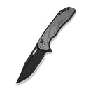 CIVIVI Zelthara Flipper & Button Lock Knife Gray Aluminum Handle (3.3" Black Stonewashed 14C28N Blade) C25076-2
