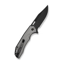 CIVIVI Zelthara Flipper & Button Lock Knife Gray Aluminum Handle (3.3" Black Stonewashed 14C28N Blade) C25076-2