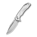 CIVIVI Zelthara Flipper & Button Lock Knife Silver Aluminum Handle (3.3" Satin Finished 14C28N Blade) C25076-3
