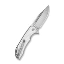 CIVIVI Zelthara Flipper & Button Lock Knife Silver Aluminum Handle (3.3" Satin Finished 14C28N Blade) C25076-3