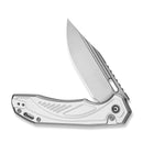 CIVIVI Zelthara Flipper & Button Lock Knife Silver Aluminum Handle (3.3" Satin Finished 14C28N Blade) C25076-3