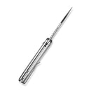 CIVIVI Zelthara Flipper & Button Lock Knife Silver Aluminum Handle (3.3" Satin Finished 14C28N Blade) C25076-3