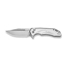 CIVIVI Zelthara Flipper & Button Lock Knife Silver Aluminum Handle (3.3" Satin Finished 14C28N Blade) C25076-3