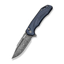 CIVIVI Zelthara Flipper & Button Lock Knife Dark Blue Aluminum Handle (3.3" Damascus Blade) C25076-DS1