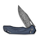 CIVIVI Zelthara Flipper & Button Lock Knife Dark Blue Aluminum Handle (3.3" Damascus Blade) C25076-DS1