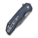 CIVIVI Zelthara Flipper & Button Lock Knife Dark Blue Aluminum Handle (3.3" Damascus Blade) C25076-DS1