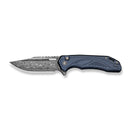 CIVIVI Zelthara Flipper & Button Lock Knife Dark Blue Aluminum Handle (3.3" Damascus Blade) C25076-DS1