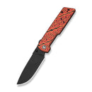 CIVIVI Zygon Thumb Stud & Top Crossbar Lock Orange & Black Vortex Micarta Handle (3.24" Black Stonewashed Nitro-V Blade) C25035-2