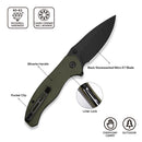 CIVIVI Vyrent Flipper & Thumb Stud Knife Olive Canvas Micarta Contoured Handle (3.48" Black Stonewashed Nitro-X7 Blade) C25037-2