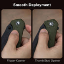 CIVIVI Vyrent Flipper & Thumb Stud Knife Olive Canvas Micarta Contoured Handle (3.48" Black Stonewashed Nitro-X7 Blade) C25037-2