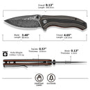 CIVIVI Vyrent Flipper & Thumb Stud Knife Black, Tan & Orange G10 Contoured Handle (3.48" Damascus Blade) C25037B-DS1