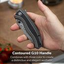 CIVIVI Vyrent Flipper & Thumb Stud Knife Black, Tan & Orange G10 Contoured Handle (3.48" Damascus Blade) C25037B-DS1