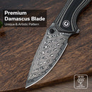 CIVIVI Vyrent Flipper & Thumb Stud Knife Black, Tan & Orange G10 Contoured Handle (3.48" Damascus Blade) C25037B-DS1