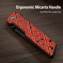 CIVIVI Zygon Thumb Stud & Top Crossbar Lock Orange & Black Vortex Micarta Handle (3.24" Black Stonewashed Nitro-V Blade) C25035-2
