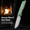 CIVIVI Zygon Thumb Stud & Top Crossbar Lock Natural G10 Handle With Blue Glow (3.24" Satin Finished Nitro-V Blade) C25035-1