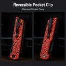 CIVIVI Zygon Thumb Stud & Top Crossbar Lock Orange & Black Vortex Micarta Handle (3.24" Black Stonewashed Nitro-V Blade) C25035-2