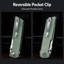 CIVIVI Zygon Thumb Stud & Top Crossbar Lock Natural G10 Handle With Blue Glow (3.24" Satin Finished Nitro-V Blade) C25035-1