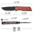 CIVIVI Zygon Thumb Stud & Top Crossbar Lock Orange & Black Vortex Micarta Handle (3.24" Black Stonewashed Nitro-V Blade) C25035-2