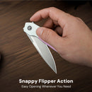 CIVIVI Brr15 Light Flipper Knife White & Powder Pink G10 Handle (3.2" Satin Finished Nitro-V Blade) C25063-3
