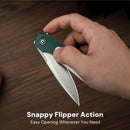 CIVIVI Brr15 Light Flipper Knife Teal Green & White G10 Handle (3.2" Satin Finished Nitro-V Blade) C25063-4