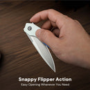 CIVIVI Brr15 Light Flipper Knife White & Blue G10 Handle (3.2" Satin Finished Nitro-V Blade) C25063-1