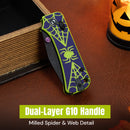 Halloween Official Site Exclusive - CIVIVI Baby Banter 2 - Spooky Thumb Stud & Crossbar Lock Knife Purple and Green G10 Handle (2.34" Black Stonewashed 14C28N Blade) C24074B-1