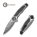 CIVIVI Aetherflux Flipper Knife White G10 With Twill Carbon Fiber Handle (3.28" Damascus Blade) C25045 Sample2 - CIVIVI