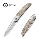 CIVIVI Aevren Gray Stainless Steel With Burlap Micarta Inlay (2.98" Satin Finished Nitro - V Blade) C25094B Sample1 - CIVIVI