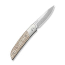 CIVIVI Aevren Gray Stainless Steel With Burlap Micarta Inlay (2.98" Satin Finished Nitro - V Blade) C25094B Sample1 - CIVIVI