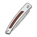 CIVIVI Almeris Silver Aluminum With Guibourtia Wood Inlay (2.95" Satin Finished Nitro - V Blade) C25091 Sample1 - CIVIVI
