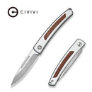 CIVIVI Almeris Silver Aluminum With Guibourtia Wood Inlay (2.95" Satin Finished Nitro - V Blade) C25091 Sample1 - CIVIVI