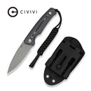 CIVIVI Altus Fixed Blade Knife Gray and Black Layered G10 Handle (2.99" Gray Stonewashed 14C28N Blade) C20076B - 2, With 1PC Black Lanyard, Black Kydex Sheath & T - Clip - CIVIVI