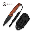 CIVIVI Altus Fixed Blade Knife Guibourtia Wood Handle (2.99" Gray Stonewashed 14C28N Blade) C20076B - 2, With 1PC Black Lanyard, Black Kydex Sheath & T - Clip - CIVIVI