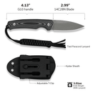 CIVIVI Altus Fixed Blade Knife OD Green G10 Handle (2.99" Stonewashed 14C28N Blade) C20076B - 1, With 1PC Black Lanyard, Black Kydex Sheath & T - Clip - CIVIVI