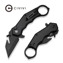 CIVIVI Amaroq Flipper & Thumb Stud & Button Lock Knife Black Aluminum Handle (2.11" Black Stonewashed Nitro - V Blade) C24018 - 2